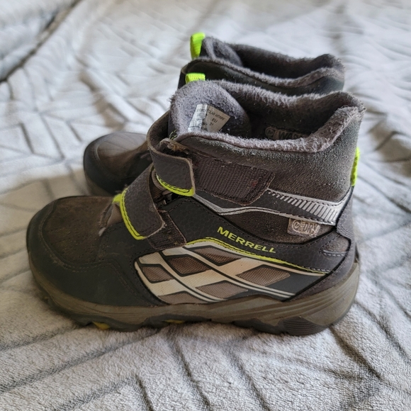Merrell Moab FST Polar Mid A/C Winter Kids Hiking Boots Gray & Green Size 13M - Picture 5 of 8